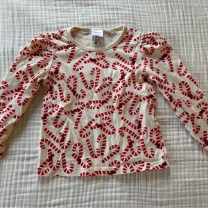 Hanna Andersson Red and White Long Sleeve Tee with Candy Cane Print